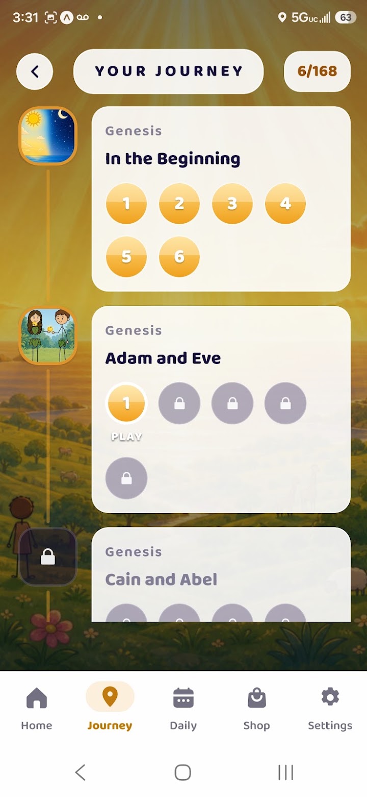 The journey map moving book by book through Genesis