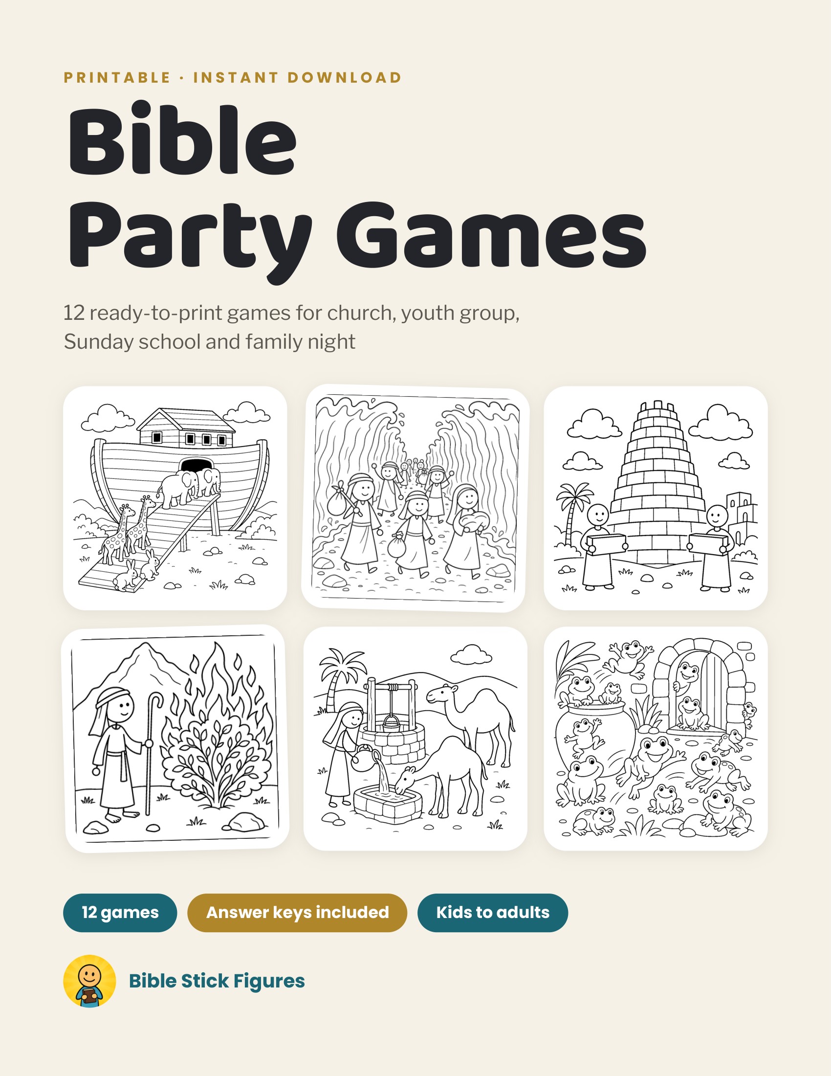 Bible Party Games printable PDF cover