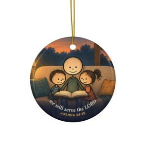 As for Me and My House Ornament, Joshua 24:15 Ceramic Christmas Ornament