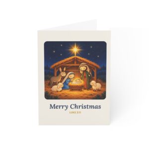 Nativity Christmas Cards, Luke 2:11 Christian Christmas Card Pack with Envelopes