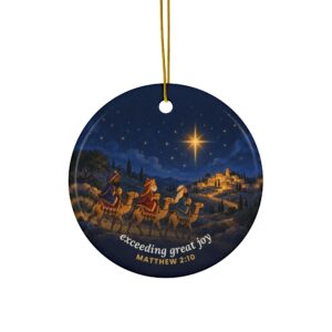 Wise Men Christmas Ornament, Matthew 2:10 Star of Bethlehem Ceramic Ornament