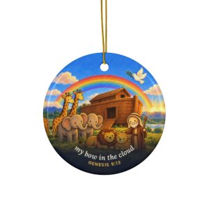 Noah's Ark Rainbow Ornament, Genesis 9:13 Ceramic Christmas Ornament